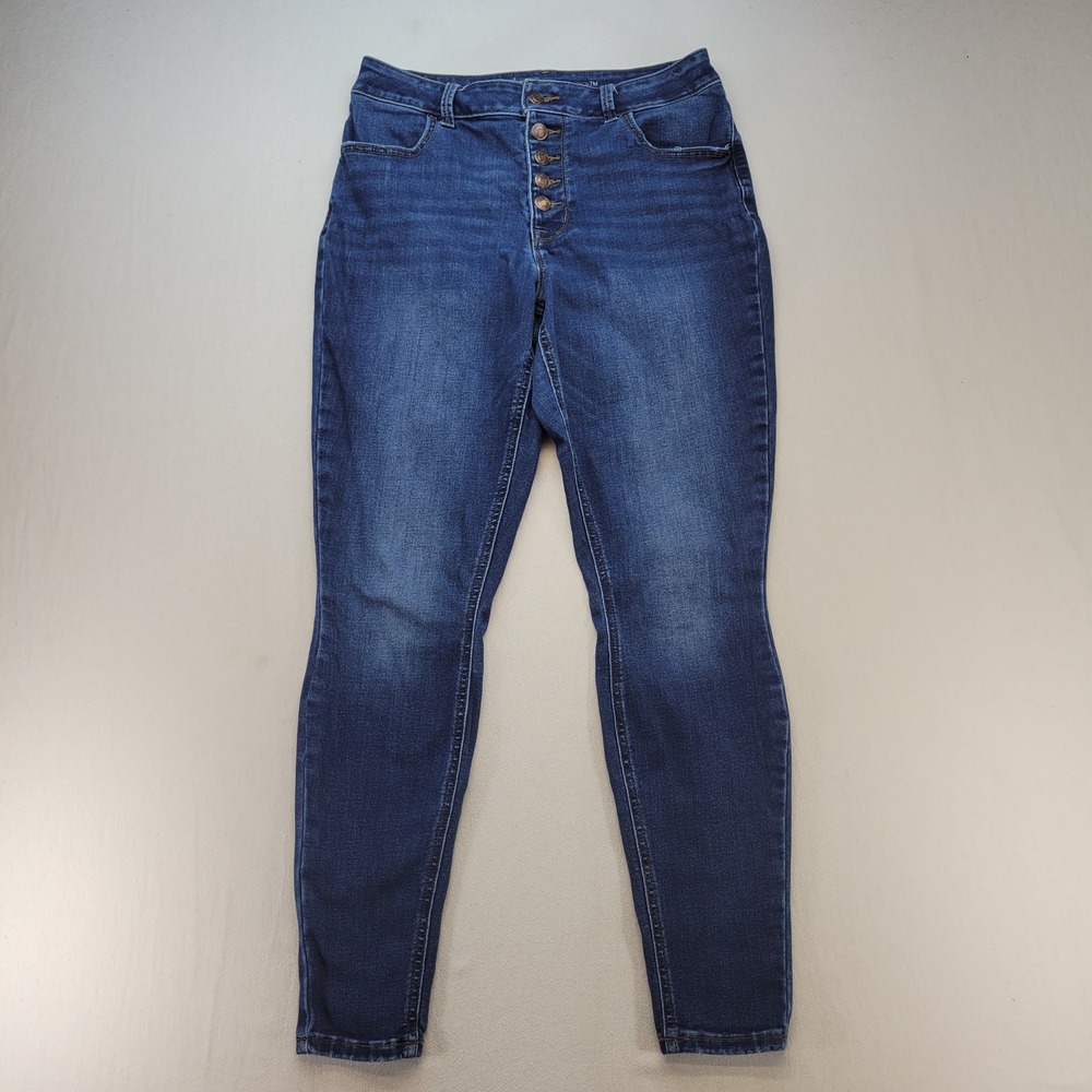 Maurices m jeans Skinny Women M Medium Blue High-Rise Curvy Button Fly Denim